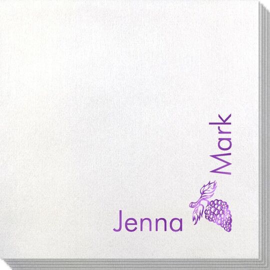 Corner Text with Grapes Bamboo Luxe Napkins